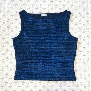 STAR CCC Vintage Metallic Aqua Weave Crop Top